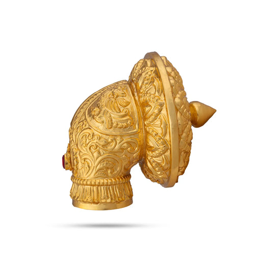 Vairamudi Crown with Stone - 6 x 2 Inches | Brass Crown / Goddess Crown / God Ornament - Head & Face Accessories