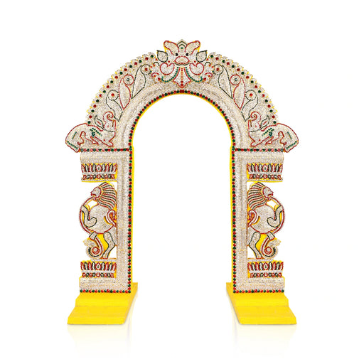 Stone Thiruvachi | Inner 22.5 x 11 Inches / Outer 28 x 25 Inches / Prabhavali / Thiruvatchi MultiStone for Deity - Deity Accessories