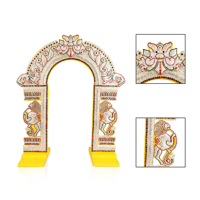 Stone Thiruvachi | Inner 22.5 x 11 Inches / Outer 28 x 25 Inches / Prabhavali / Thiruvatchi MultiStone for Deity - Deity Accessories