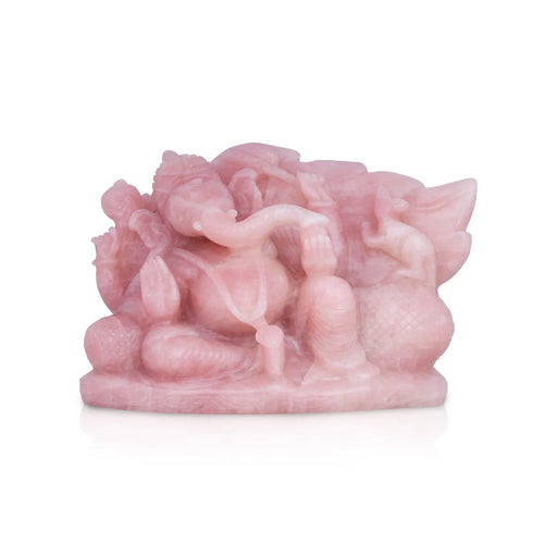Ganesha Murti- 6.5 x 8.5 Inches | Rose Quartz Idol/ Ganapathi Statue / Vinayaka Idol for Pooja - Sphatik & Semi Precious Stone Murties