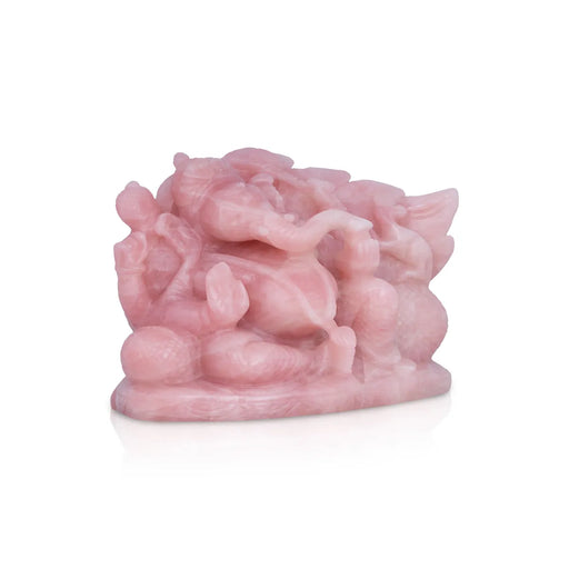 Ganesha Murti- 6.5 x 8.5 Inches | Rose Quartz Idol/ Ganapathi Statue / Vinayaka Idol for Pooja - Sphatik & Semi Precious Stone Murties
