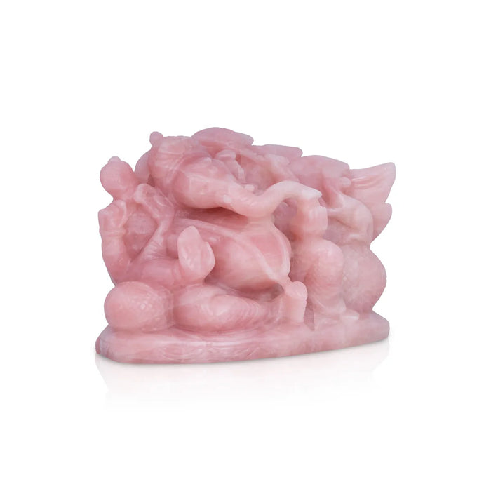 Ganesha Murti- 6.5 x 8.5 Inches | Rose Quartz Idol/ Ganapathi Statue / Vinayaka Idol for Pooja - Sphatik & Semi Precious Stone Murties