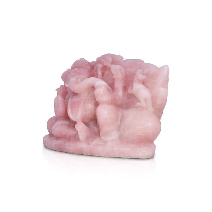 Ganesha Murti- 6.5 x 8.5 Inches | Rose Quartz Idol/ Ganapathi Statue / Vinayaka Idol for Pooja - Sphatik & Semi Precious Stone Murties