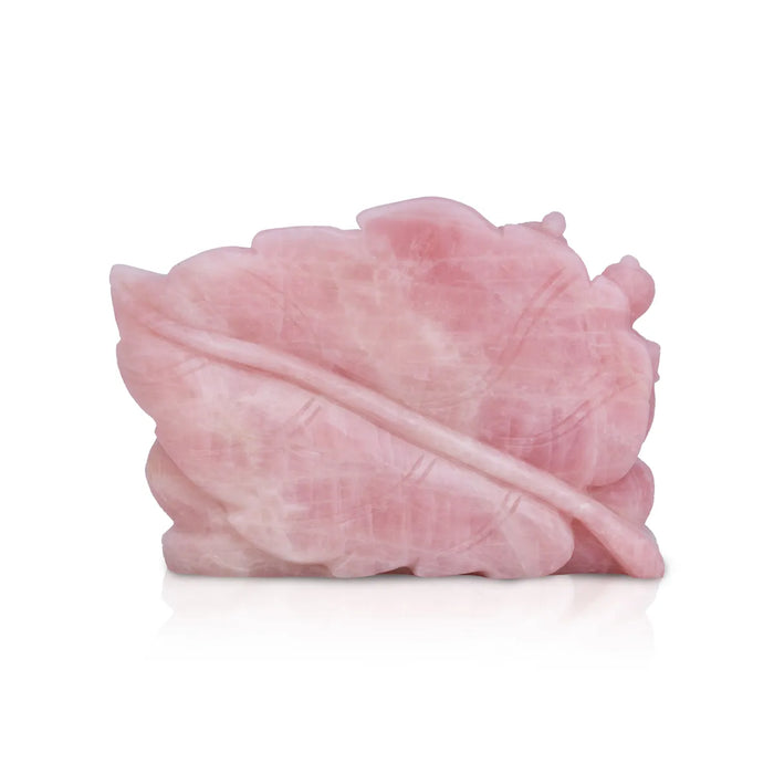 Ganesha Murti- 6.5 x 8.5 Inches | Rose Quartz Idol/ Ganapathi Statue / Vinayaka Idol for Pooja - Sphatik & Semi Precious Stone Murties