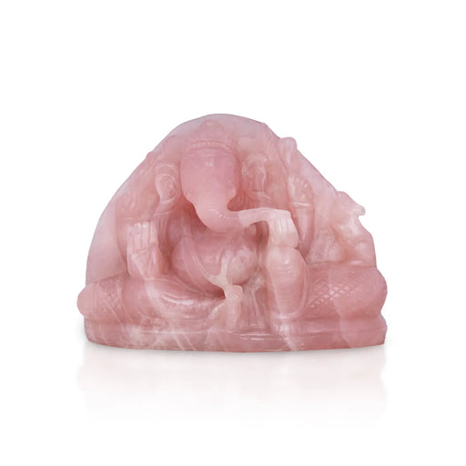 Ganesha Murti- 9 x 6.5 Inches | Rose Quartz Idol/ Ganapathi Statue / Vinayaka Idol for Pooja - Sphatik & Semi Precious Stone Murties
