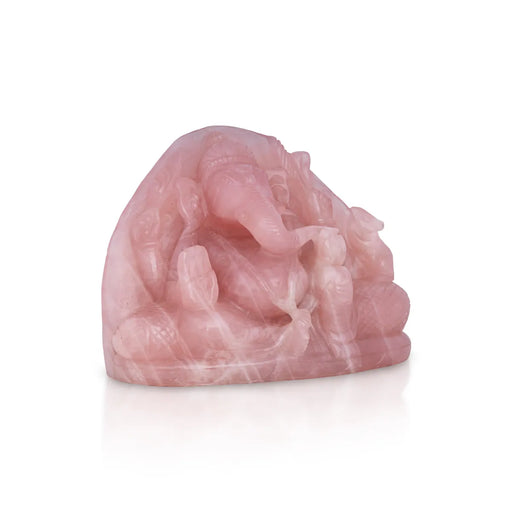 Ganesha Murti- 9 x 6.5 Inches | Rose Quartz Idol/ Ganapathi Statue / Vinayaka Idol for Pooja - Sphatik & Semi Precious Stone Murties