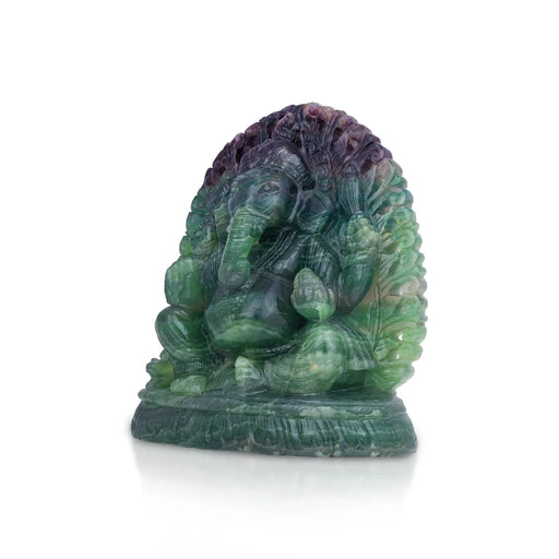 Ganesha Murti - 7 x 6.5 inches | Fluroite Statue/ Vinayaka Idol for Pooja/ Ganapathi Statue - Sphatik & Semi Precious Stone Murties