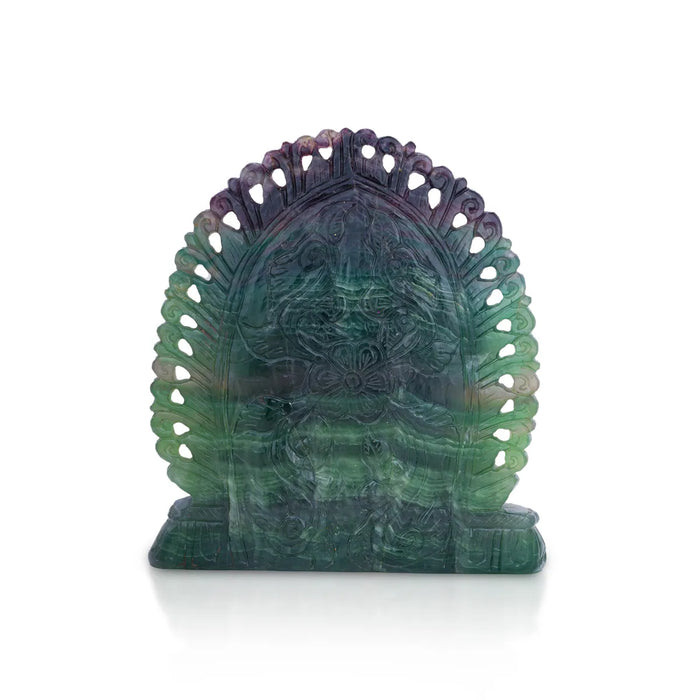 Ganesha Murti - 7 x 6.5 inches | Fluroite Statue/ Vinayaka Idol for Pooja/ Ganapathi Statue - Sphatik & Semi Precious Stone Murties