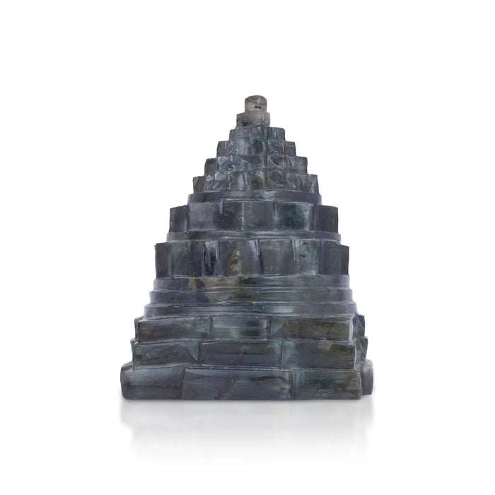 Maha Meru - 4.5 x 3.75 Inches | Labradorite Sri Yantra/ Mahameru Yantra/ Shri Yantra for Pooja - Maha Meru & Yantra