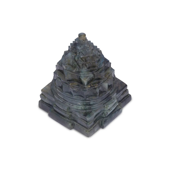 Maha Meru - 4.5 x 3.75 Inches | Labradorite Sri Yantra/ Mahameru Yantra/ Shri Yantra for Pooja - Maha Meru & Yantra