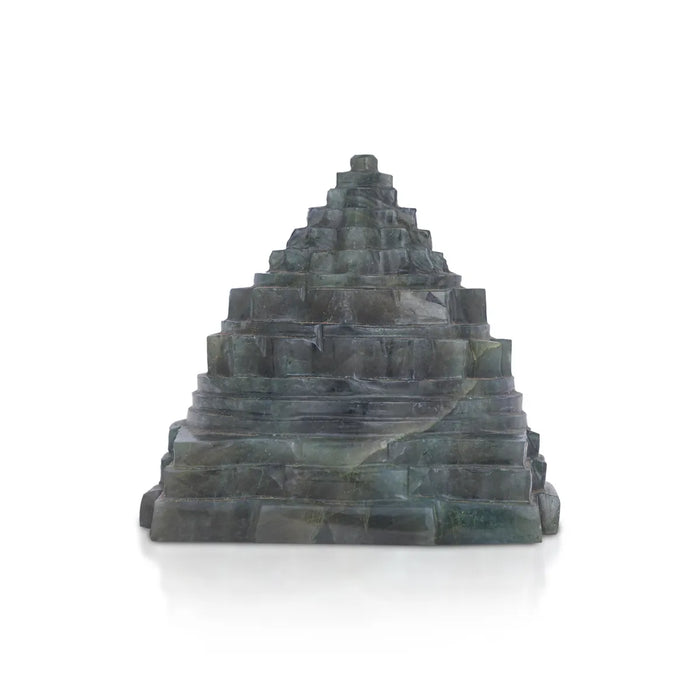Maha Meru - 3.5 x 3.5 Inches | Labradorite Sri Yantra/ Mahameru Yantra/ Shri Yantra for Pooja