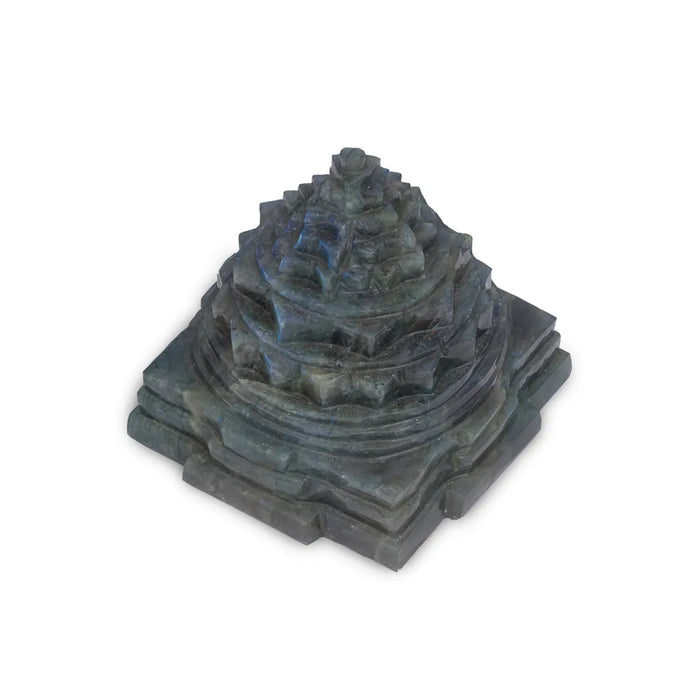 Maha Meru - 3.5 x 3.5 Inches | Labradorite Sri Yantra/ Mahameru Yantra/ Shri Yantra for Pooja