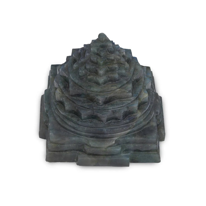 Maha Meru - 3.5 x 3.5 Inches | Labradorite Sri Yantra/ Mahameru Yantra/ Shri Yantra for Pooja