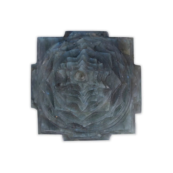 Maha Meru - 3.5 x 3.5 Inches | Labradorite Sri Yantra/ Mahameru Yantra/ Shri Yantra for Pooja