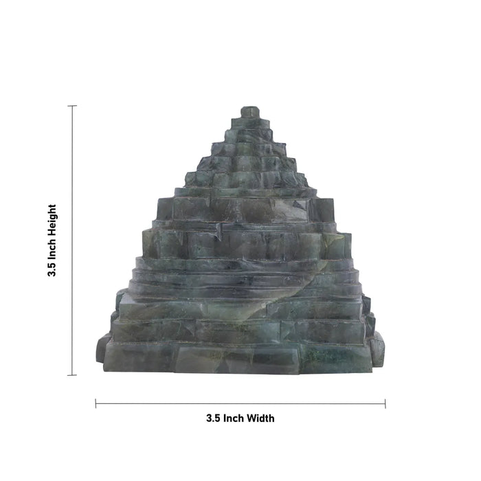 Maha Meru - 3.5 x 3.5 Inches | Labradorite Sri Yantra/ Mahameru Yantra/ Shri Yantra for Pooja