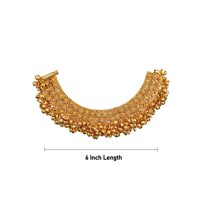 Payal Anklet Jewelry Pair - 6 Inches | Gold Polish Kolusu/ Artificial Jewellery For Deity Decor - Waist & Leg Accessories