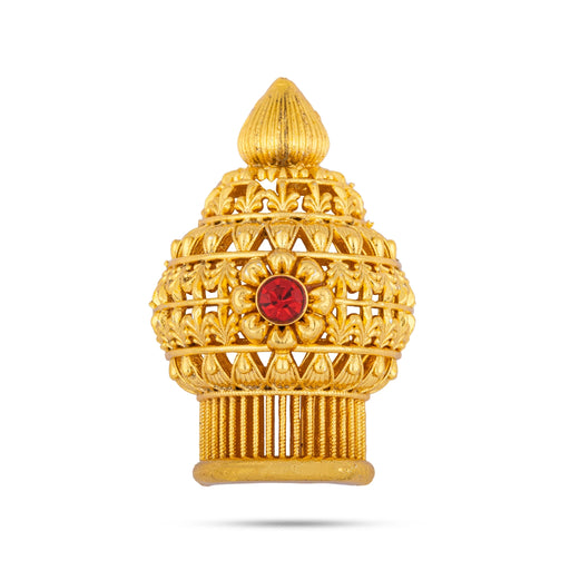 Half Vairamudi Crown - 2 x 1.25 Inches | Single Stone Kireedam/ Gold Polish Mukut/ Kiridam for Deity - Head & Face Accessories