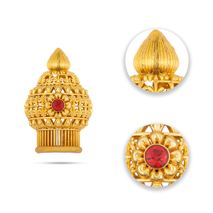 Half Vairamudi Crown - 2 x 1.25 Inches | Single Stone Kireedam/ Gold Polish Mukut/ Kiridam for Deity - Head & Face Accessories
