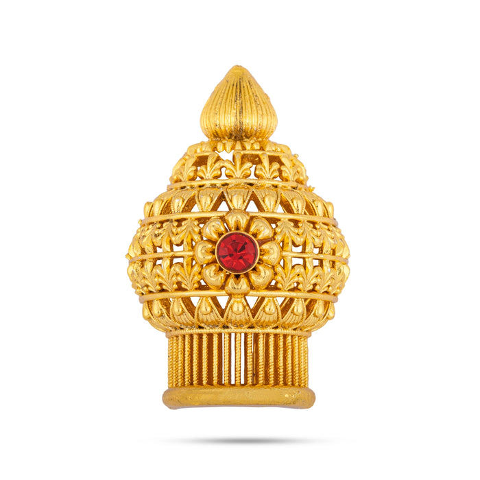 Half Vairamudi Crown - 1.75 x 1 Inches | Gold Polish With Single Stone Kireedam/ Mukut/ Kiridam for Deity - Head & Face Accessories