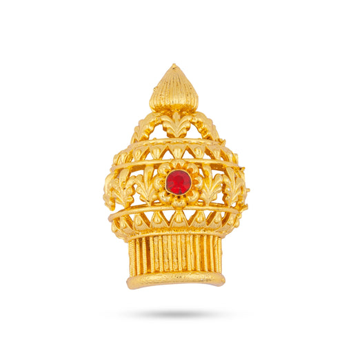 Half Vairamudi Crown - 1.5 x 1 Inches | Gold Polish With Single Stone Kireedam/ Mukut/ Kiridam for Deity - Head & Face Accessories