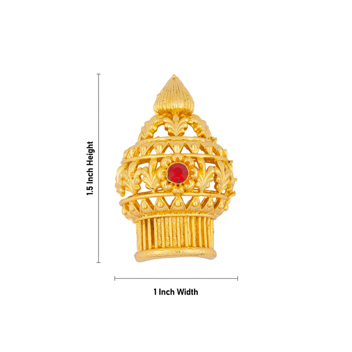 Half Vairamudi Crown - 1.5 x 1 Inches | Gold Polish With Single Stone Kireedam/ Mukut/ Kiridam for Deity - Head & Face Accessories