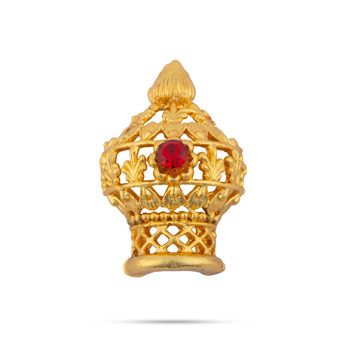 Half Vairamudi Crown - 1 x 0.5 Inch | Gold Polish & Single Stone Kireedam/ Kiridam/ Mukut for Deity - Head & Face Accessories