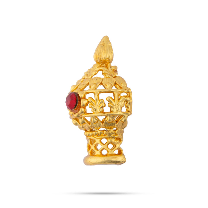 Half Vairamudi Crown - 1 x 0.5 Inch | Gold Polish & Single Stone Kireedam/ Kiridam/ Mukut for Deity - Head & Face Accessories