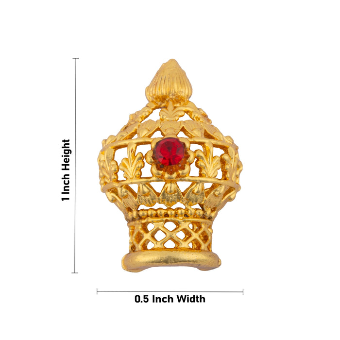 Half Vairamudi Crown - 1 x 0.5 Inch | Gold Polish & Single Stone Kireedam/ Kiridam/ Mukut for Deity - Head & Face Accessories