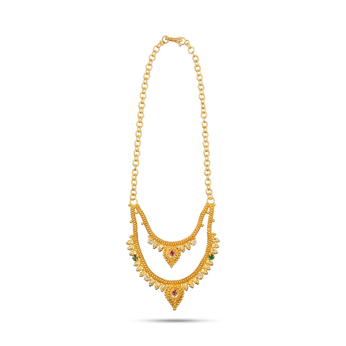 Gold Polish Necklace - 2.5 Inches | 2 Line Artificial Jewellery/ Gold Polish Jewelry For Ethnic Wear & Deity - Ethnic Wear Accessories