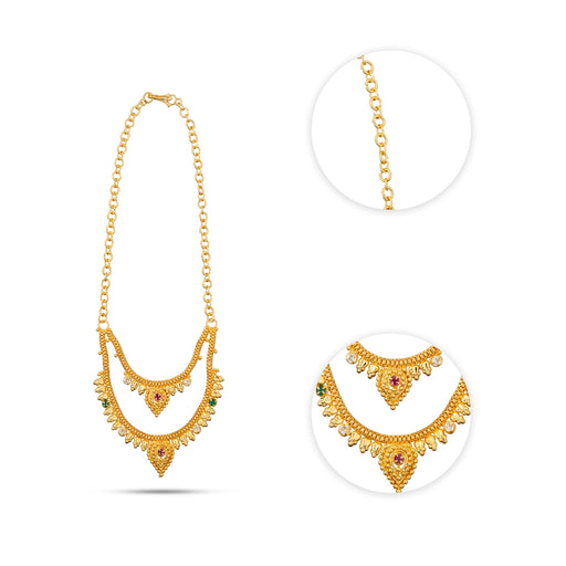 Gold Polish Necklace - 2.5 Inches | 2 Line Artificial Jewellery/ Gold Polish Jewelry For Ethnic Wear & Deity - Ethnic Wear Accessories