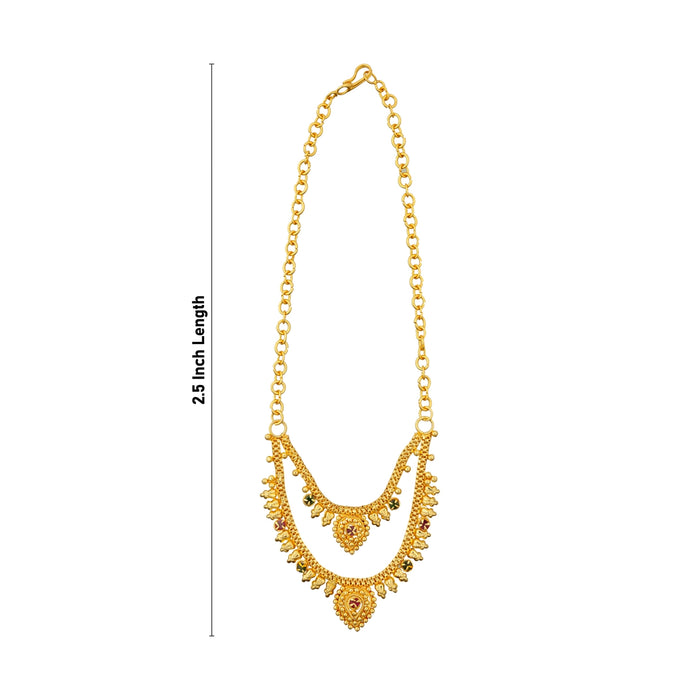 Gold Polish Necklace - 2.5 Inches | 2 Line Artificial Jewellery/ Gold Polish Jewelry For Ethnic Wear & Deity - Ethnic Wear Accessories