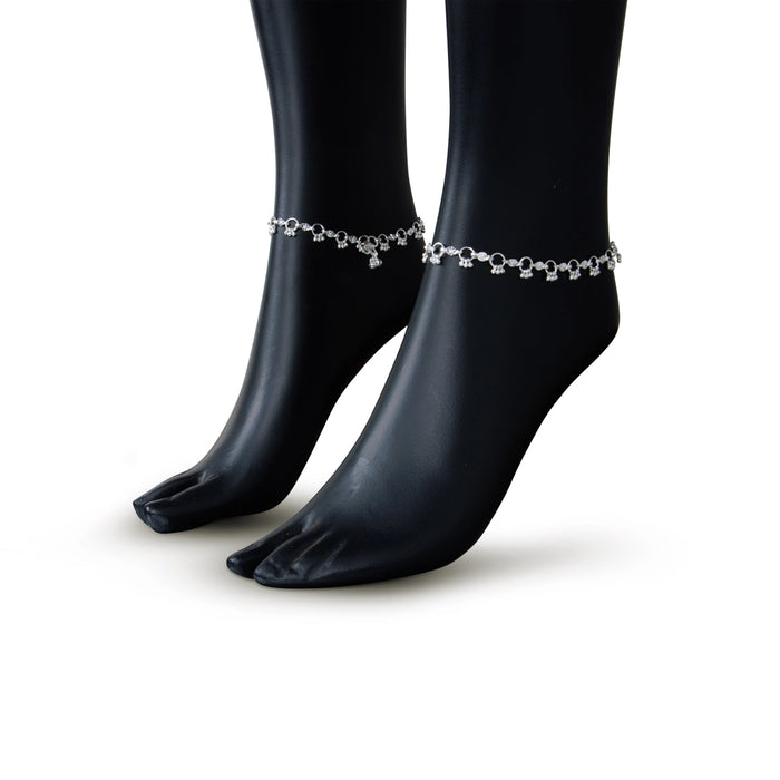 Kolusu Pair | Payal Anklet/ White Metal Designer Anklet Jewelry/ Foot Anklet for Women - Ethnic Wear Accessories