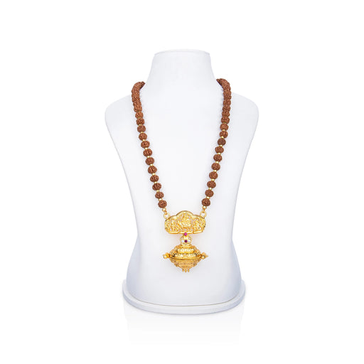 Rudraksha Mala With Somaskandar Pendant - 23 Inches | 10 mm/ 80-85 Beads Ruthratcham Malai for Meditation - Rudraksha Mala, Pendant, Bracelet