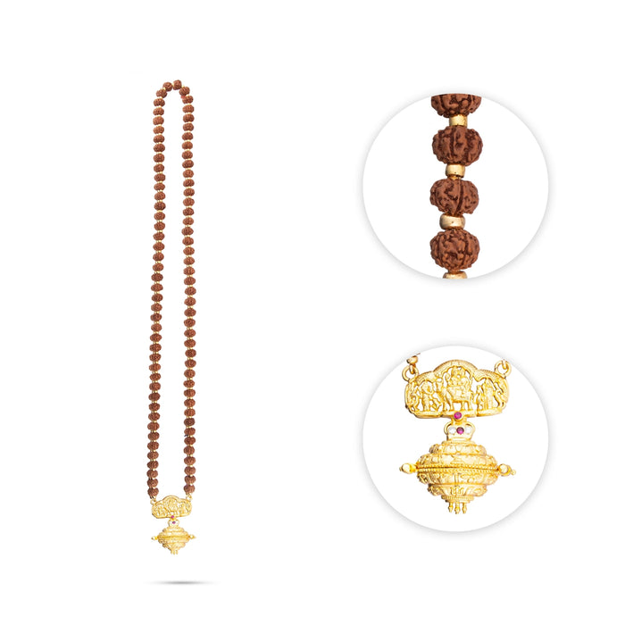 Rudraksha Mala With Somaskandar Pendant - 23 Inches | 10 mm/ 80-85 Beads Ruthratcham Malai for Meditation - Rudraksha Mala, Pendant, Bracelet