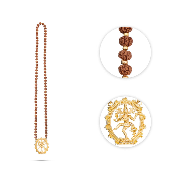 Rudraksha Mala With Pendant - 21.5 Inches | 10 mm/ 80 - 85 Beads Ruthratcham Malai for Meditation - Rudraksha Mala, Pendant, Bracelet