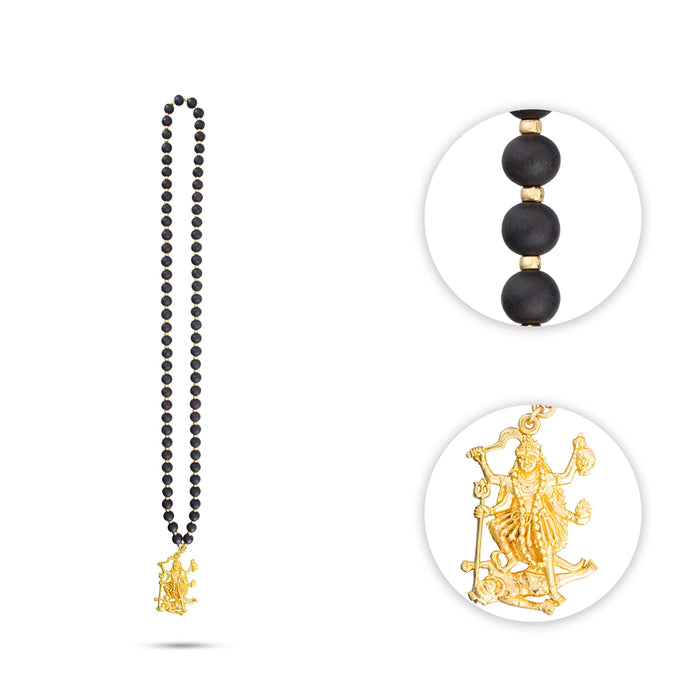 Karungali Mala With Kali Pendant - 22 Inches | 12 mm/ 70 To 75 Beads Ebony Mala/ Ebony Wood Mala for Men & Women - Karungali Mala, Pendant, Bracelet