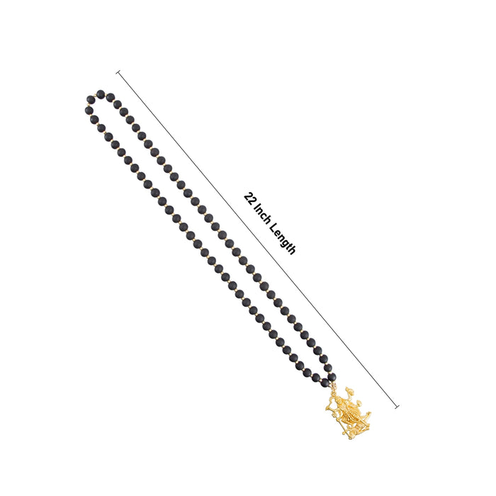Karungali Mala With Kali Pendant - 22 Inches | 12 mm/ 70 To 75 Beads Ebony Mala/ Ebony Wood Mala for Men & Women - Karungali Mala, Pendant, Bracelet