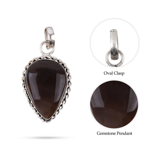 Smoky Agate Stone Pendant - 2 x 1.5 Inches | Dollar/ Smoky Agate Locket/ Smoky Agate Pendant for Men And Women - Mala & Pendant