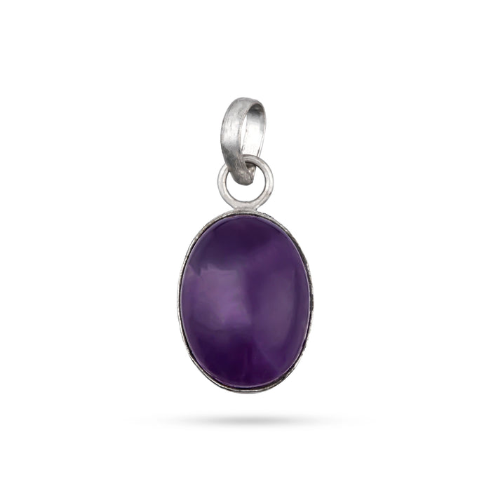 Amethyst Pendant - 2 x 1.5 Inches | Amethyst Locket/ Amethyst Stone Dollar for Men & Women - Mala & Pendant