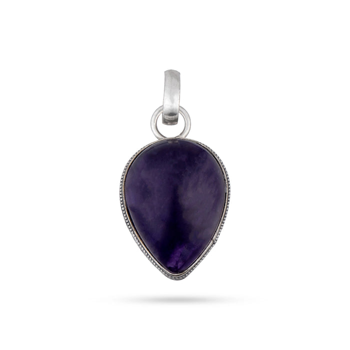 Amethyst Pendant - 2 x 1.5 Inches | Amethyst Locket/ Amethyst Stone Dollar for Men & Women - Mala & Pendant