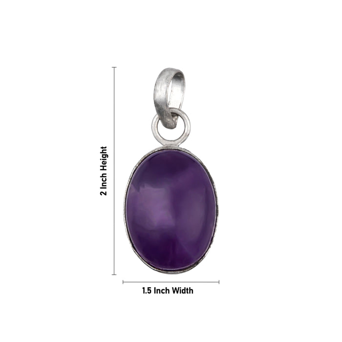 Amethyst Pendant - 2 x 1.5 Inches | Amethyst Locket/ Amethyst Stone Dollar for Men & Women - Mala & Pendant