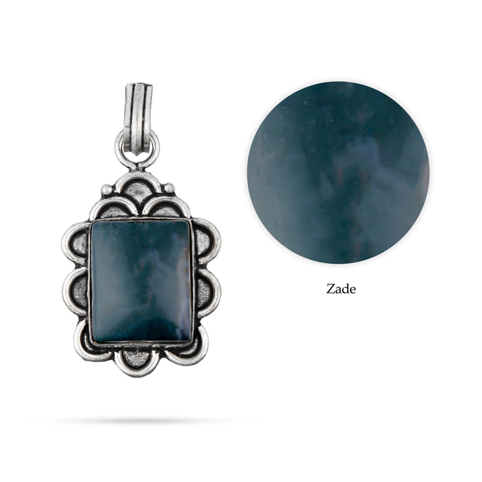 Jade Pendant - 2 x 1.5 Inches | Jade Locket/ Jade Stone Dollar for Men & Women - Mala & Pendant