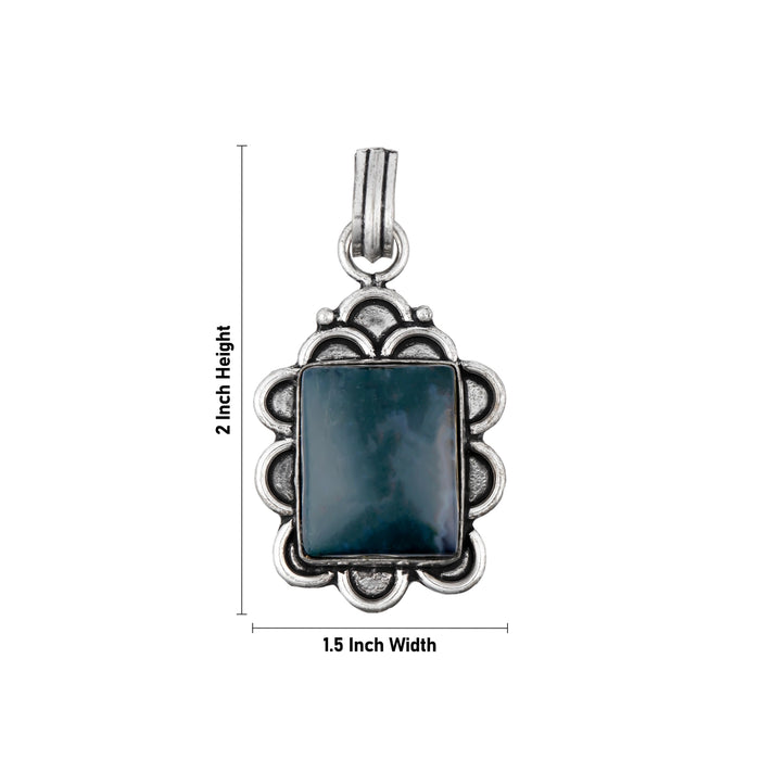 Jade Pendant - 2 x 1.5 Inches | Jade Locket/ Jade Stone Dollar for Men & Women - Mala & Pendant