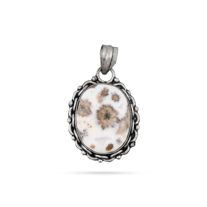 Howlite Pendant - 2 x 1.5 Inches | Howlite Locket/ Howlite Stone Dollar for Men & Women - Mala & Pendant