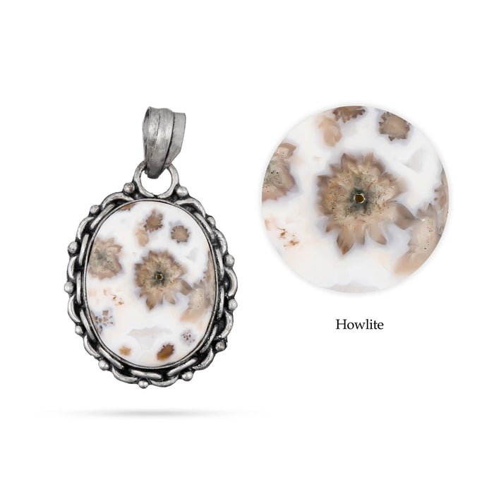Howlite Pendant - 2 x 1.5 Inches | Howlite Locket/ Howlite Stone Dollar for Men & Women - Mala & Pendant