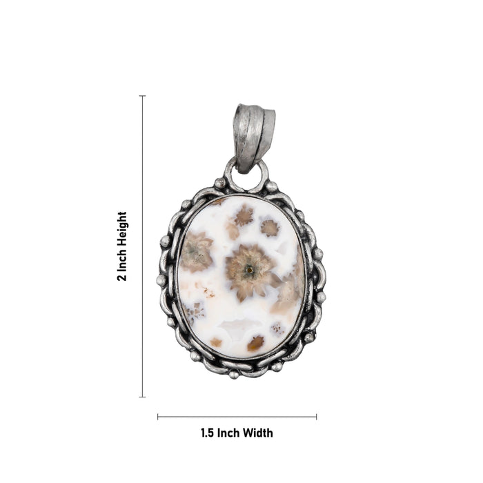 Howlite Pendant - 2 x 1.5 Inches | Howlite Locket/ Howlite Stone Dollar for Men & Women - Mala & Pendant