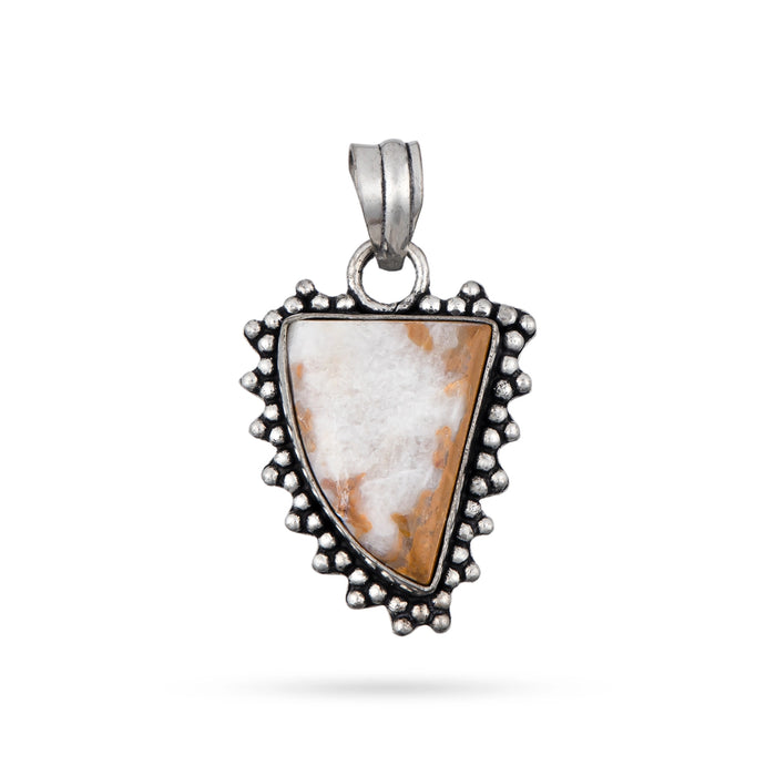 Selenite Pendant - 2 x 1.5 Inches | Selenite Locket/ Selenite Stone Dollar for Men & Women - Mala & Pendant