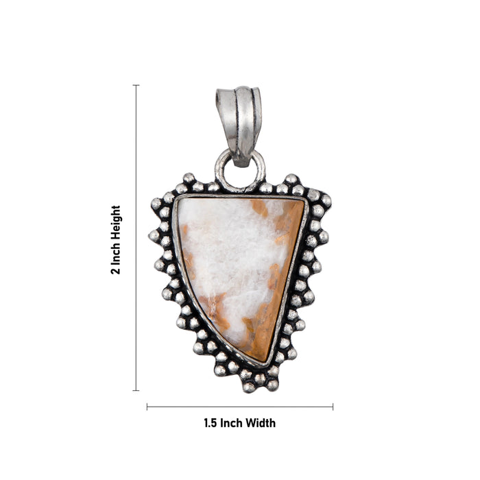 Selenite Pendant - 2 x 1.5 Inches | Selenite Locket/ Selenite Stone Dollar for Men & Women - Mala & Pendant