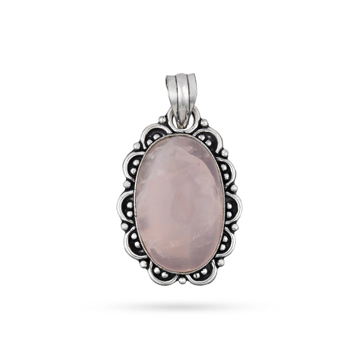 Rose Quartz Pendant - 2 x 1.5 Inches | Rose Quartz Crystal Locket/ Rose Quartz Dollar for Men & Women - Mala & Pendant