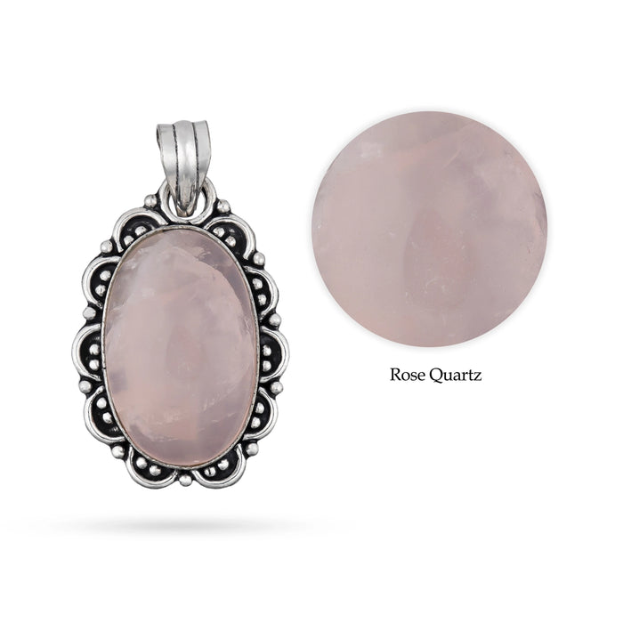 Rose Quartz Pendant - 2 x 1.5 Inches | Rose Quartz Crystal Locket/ Rose Quartz Dollar for Men & Women - Mala & Pendant